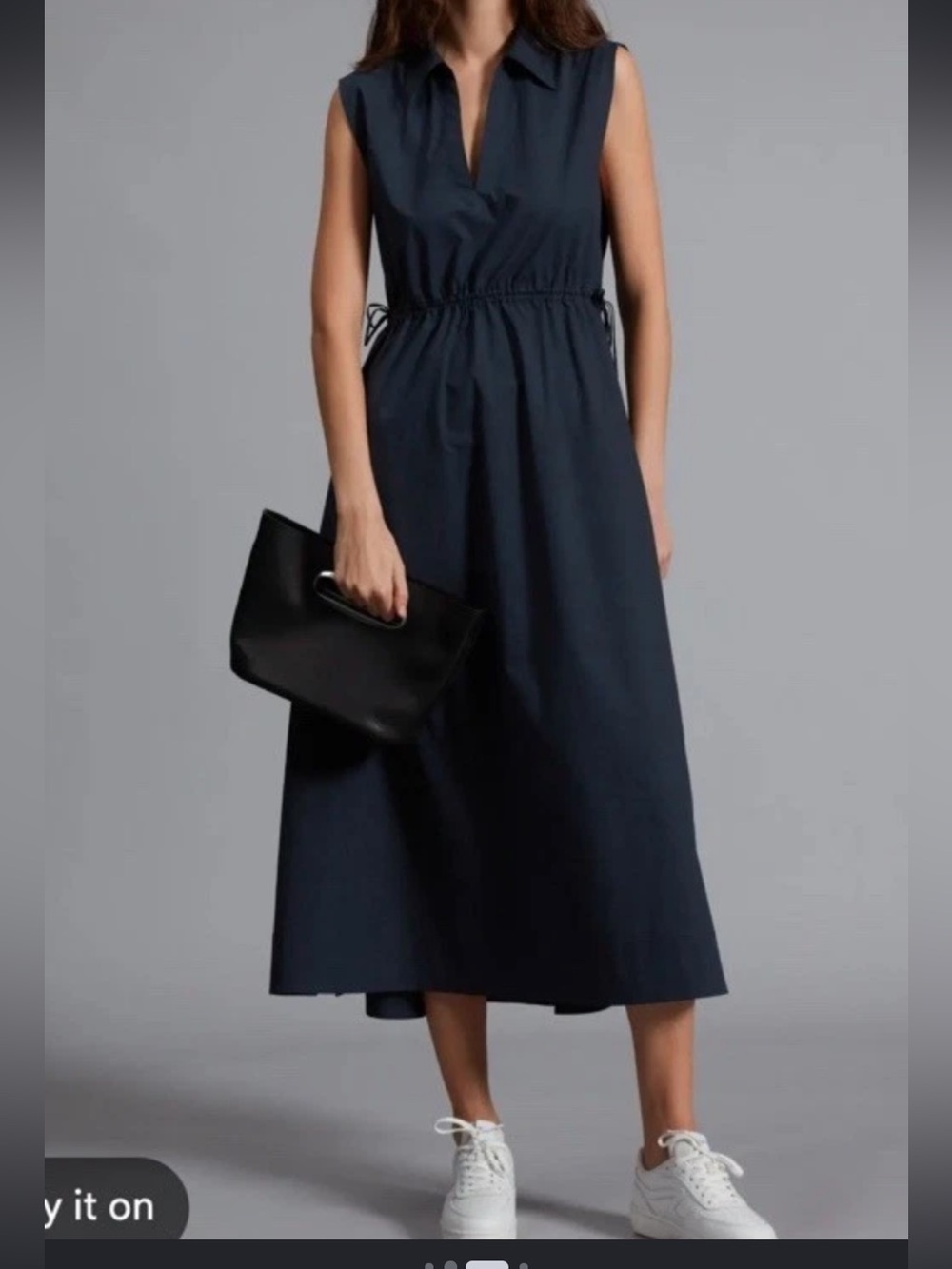Rag & Bone Navy Sleeveless Collared Midi Dress Size M